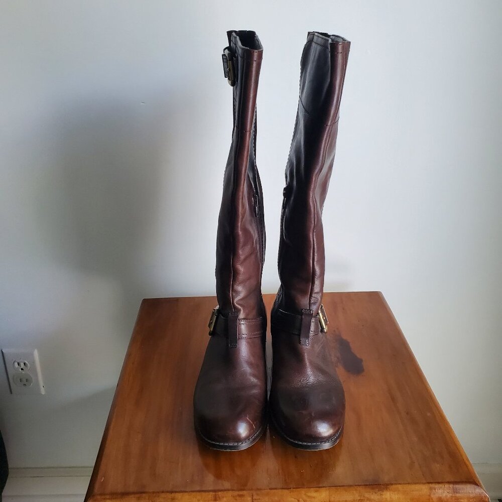 Arturo Chiang Women's Leather Zip Boots Riding Boots Size 9 1/2 M Brown